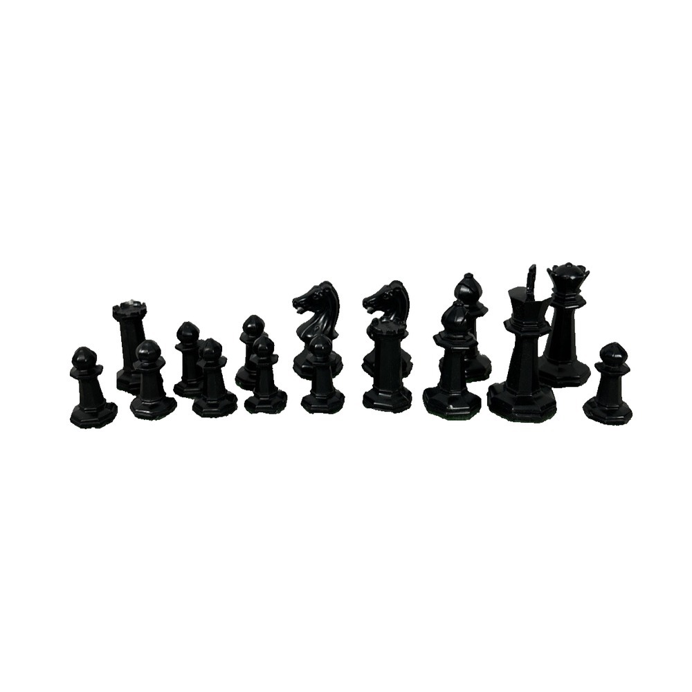 Vintage Drueke Black‎ Chess Pieces Felted 2.5" King Plastic Set